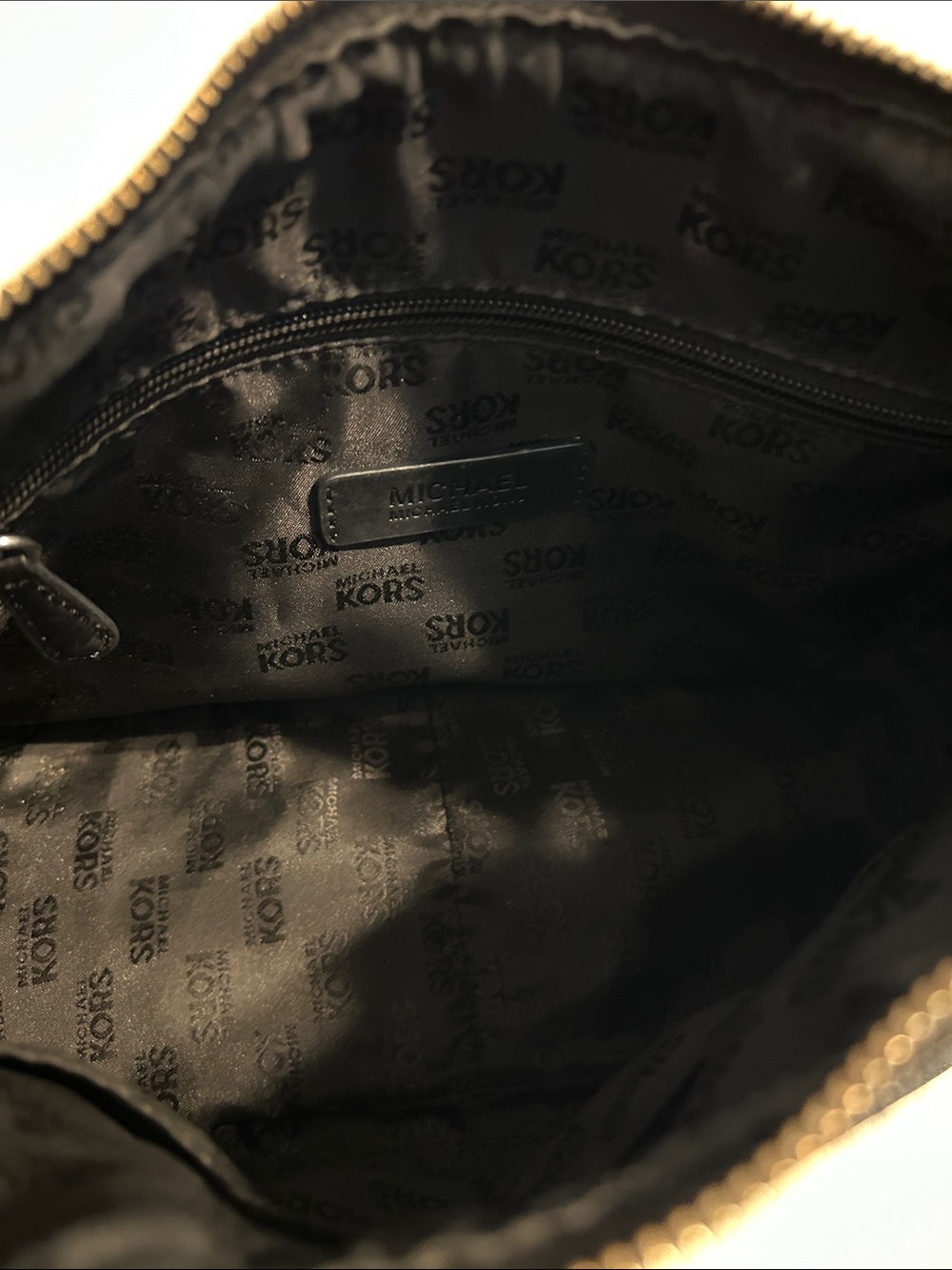 Michael Kors Black Logo-Embossed Shoulder Bag with MK Charm - Picture 6 of 11